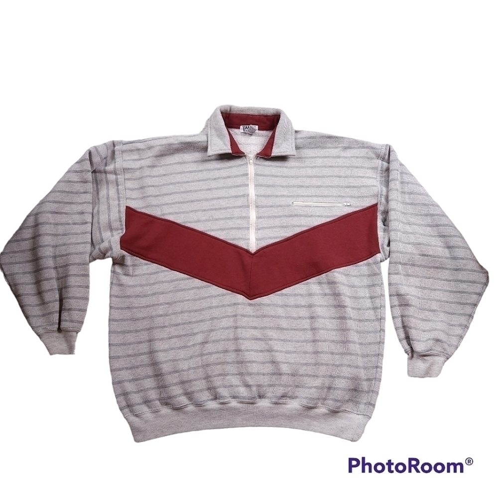 Talls Vintage Half Zip Pullover Stripe Sweater sz XLT